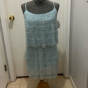 Xscape Baby Blue Beaded Dress NWT